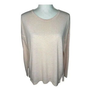 Lou & Grey Women's Medium Long Sleeve Blouse Pastel Pink Round Neck Solid‎